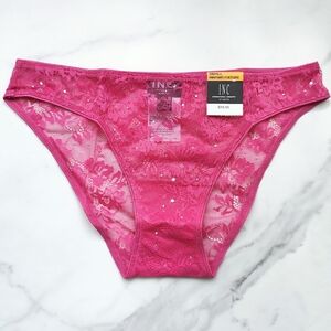 NWT INC INTERNATIONAL CONCEPTS EMBELLISHED LACE BIKINI PANTY IN DIVINE BERRY SMA